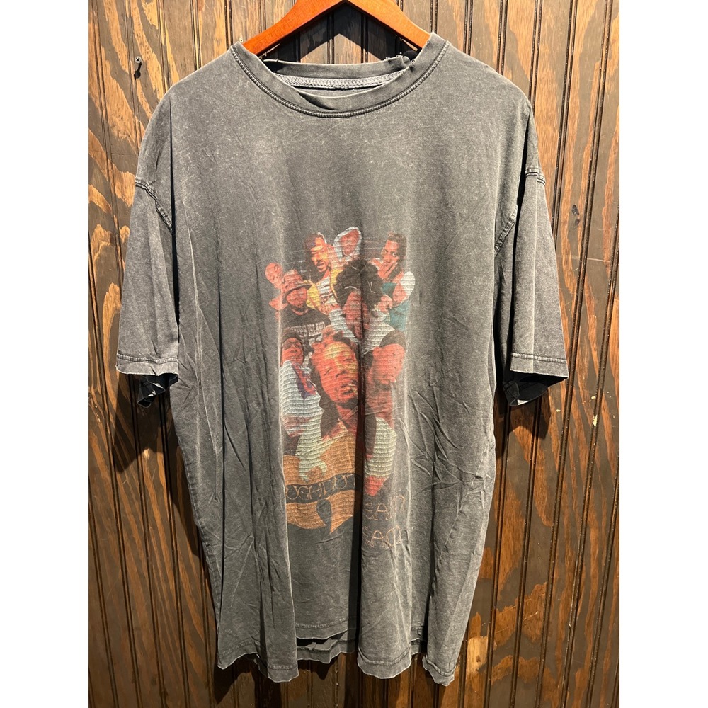 Wu-Tang Clan Graphic T-Shirt Mens 2XL Charcoal Grey Acid Wash Hip Hop Rap Tee